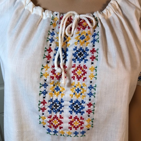 Vintage Embroidered Peasant Blouse Sz S/M - Picture 3 of 5